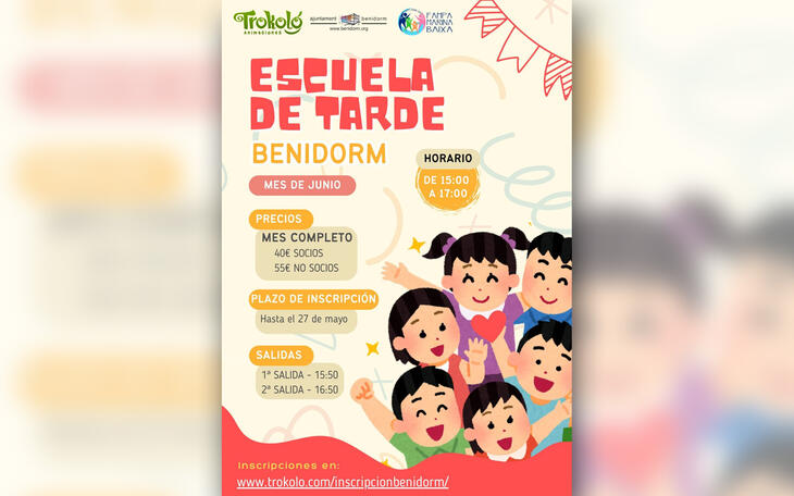 Benidorm pone en marcha la ‘Escuela de Tarde’ para facilitar la conciliación de las familias en el mes de junio